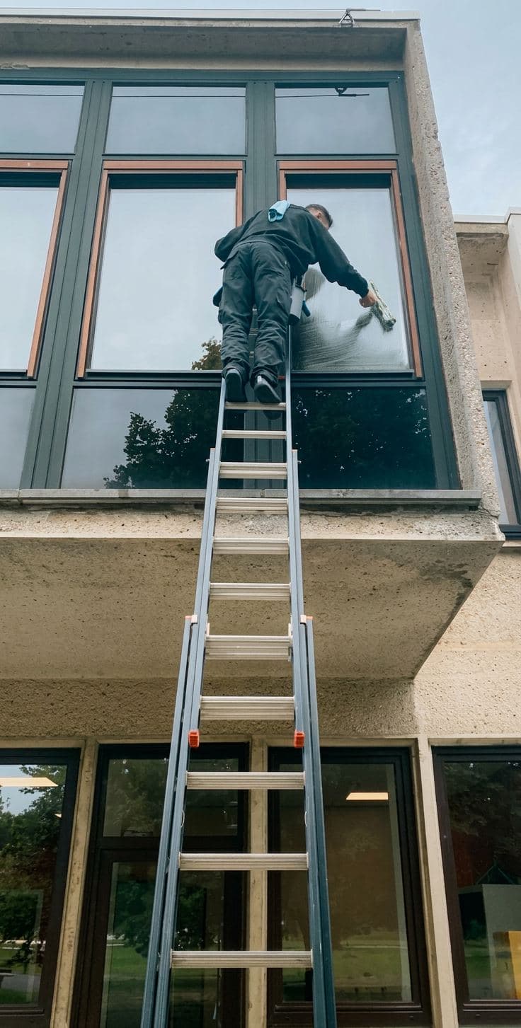 Reflet & Co — lavage de vitres en action à Bruxelles